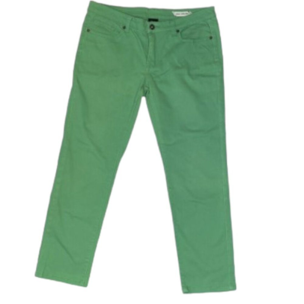 Chor Pants Size 11 Juniors Green Flat Front Button Zipper Five Pocket